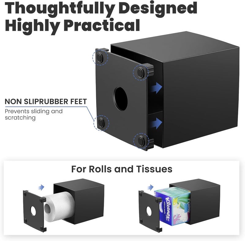 Chintu Tissue Box Cover, Square Modern Facial Acrylic Tissue Holder Napkin Dispenser Accessories for Bathroom Vanity Countertop,Bedroom Dresser,Night Stand,Desk,Office (Black) - Image 4